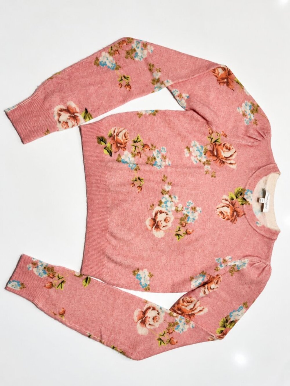 Favorite Daughter Pink Floral Wool Cashmere Sweater XS